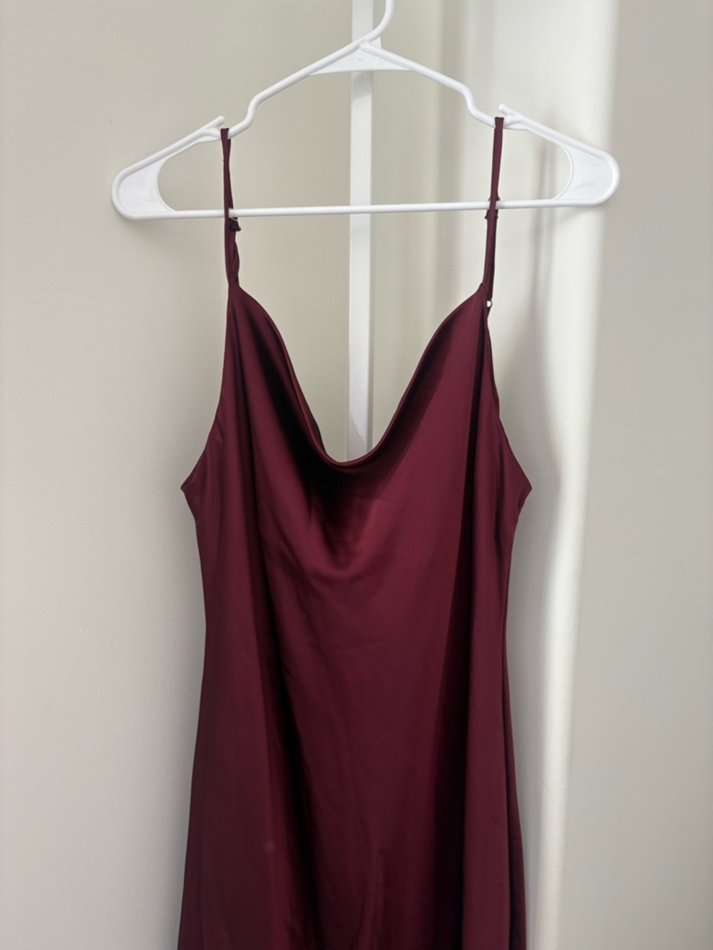 Molly Green Drape Neck Satin Slip Midi Dress Wine Red L - Picture 2 of 6